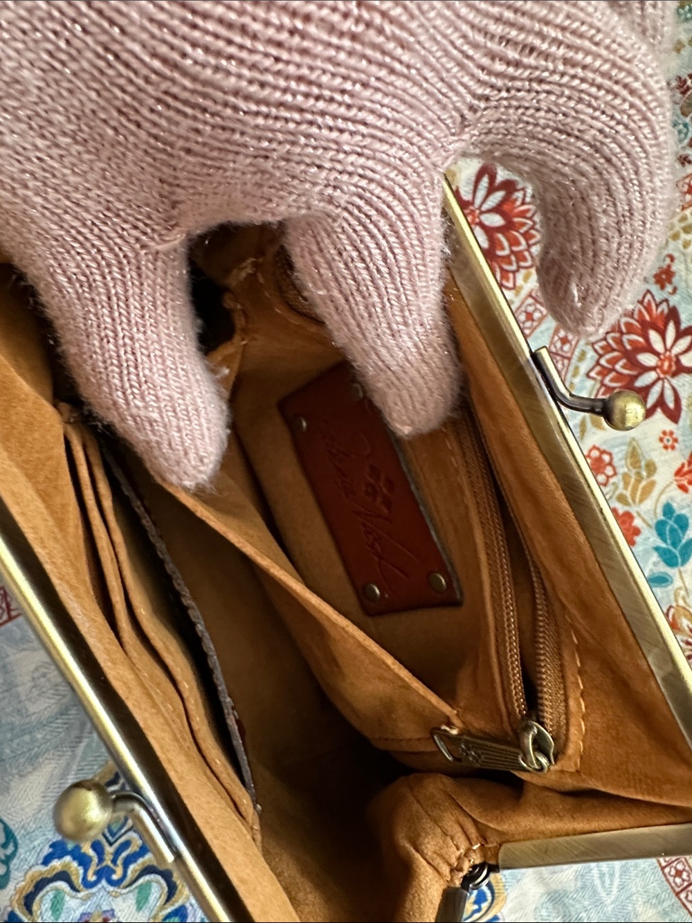 Tan Leather Wristlet Clutch - Picture 7 of 7